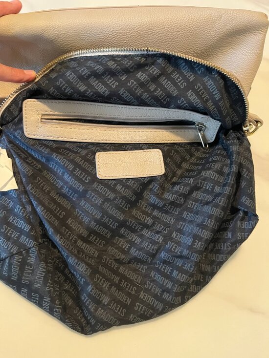 Steve Madden Taupe Faux Leather Satchel Crossbody Bag - Picture 14 of 14